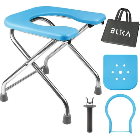 Shaped Portable Toilet for Camping, 400LBS XL Stainless Steel Truck Toilet, Folding Portable Potty for Adults, RoadTrip, Travel, Car