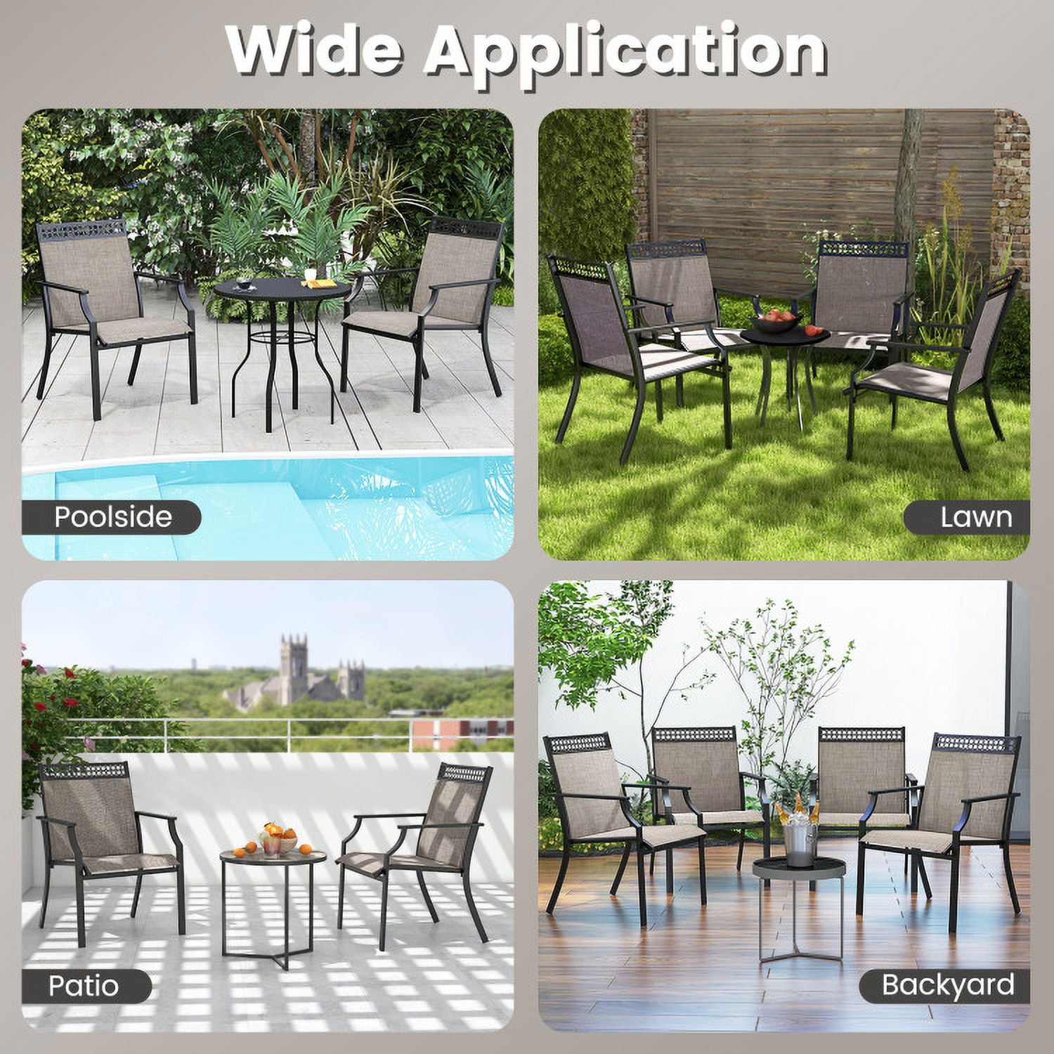 Aimee Lii Patio Chairs Set of 2 with All Weather Breathable Fabric, Outdoor Patio Set, Brown