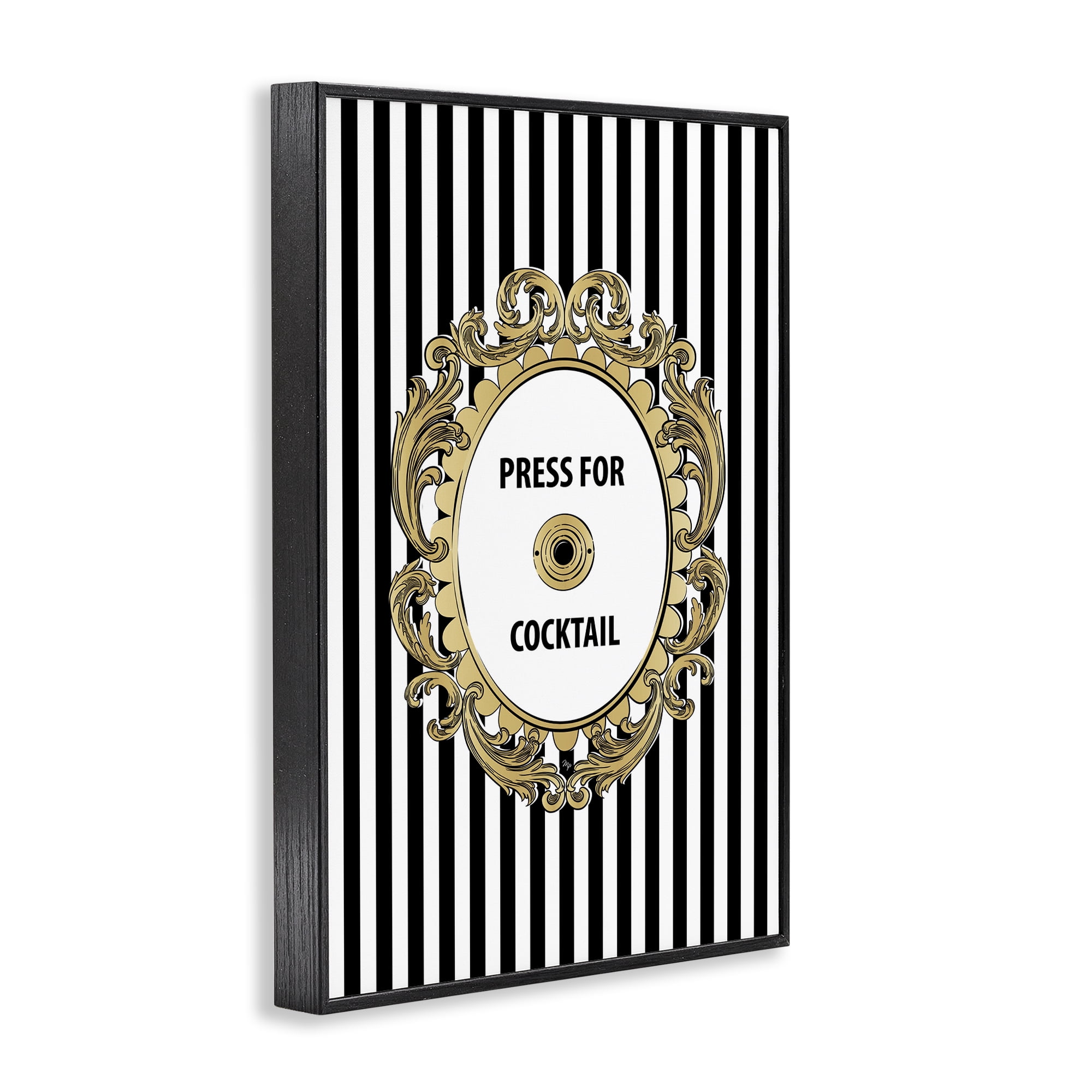 Stupell Industries Press For Cocktail Celebration Black Framed Giclee Art, design by Martina Pavlova
