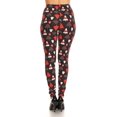 thumbnail image 3 of Women's Regular Red White Christmas Tree Pattern Printed Leggings, 3 of 3