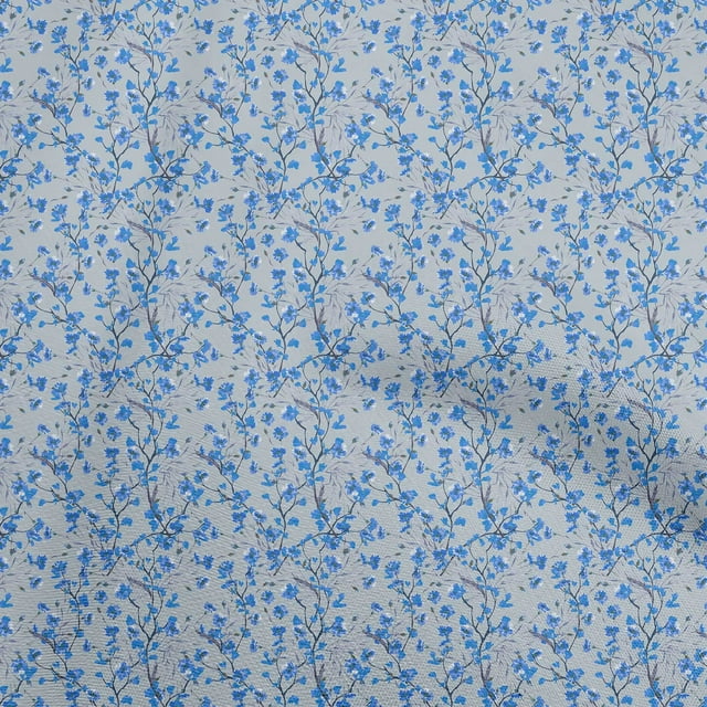 oneOone Georgette Viscose Blue Fabric Floral Sewing Craft Projects Fabric Prints By Yard 42 Inch Wide