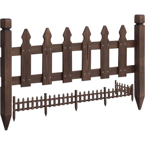 QISHENSHUI Wood Picket Garden Fence Edging Fencing Garden Yard Border Edging Panels Posts Flower Plants Pool Fences 177.5 x 21.7’’ (LxW)