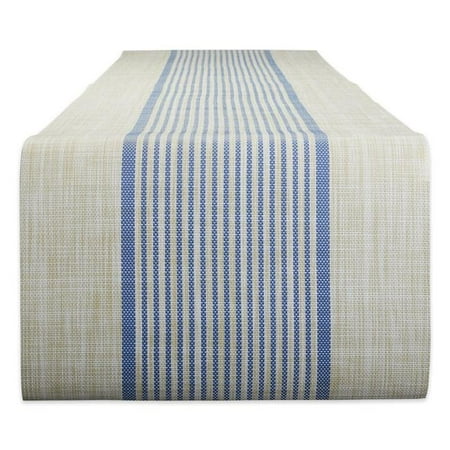 

14 x 72 in. French Blue Middle Stripe Pvc Woven Table Runner