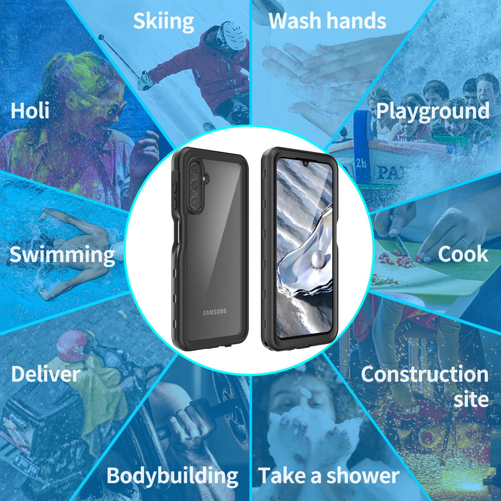 for Samsung Galaxy A14 5G Case Waterproof,Galaxy A14 5G Case [Built-in Screen & Lens Protector][Military Grade Shockproof][IP68 Underwater][Real 360°]Full Body Rugged Samsung A14 5G Case, Black