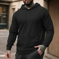 thumbnail image 2 of Caqnni Mens Slim Fit Hoodie with Pockets Long Sleeve - Hooded Lightweight Sweatshirt with Kanga Pocket (XL,Black), 2 of 5