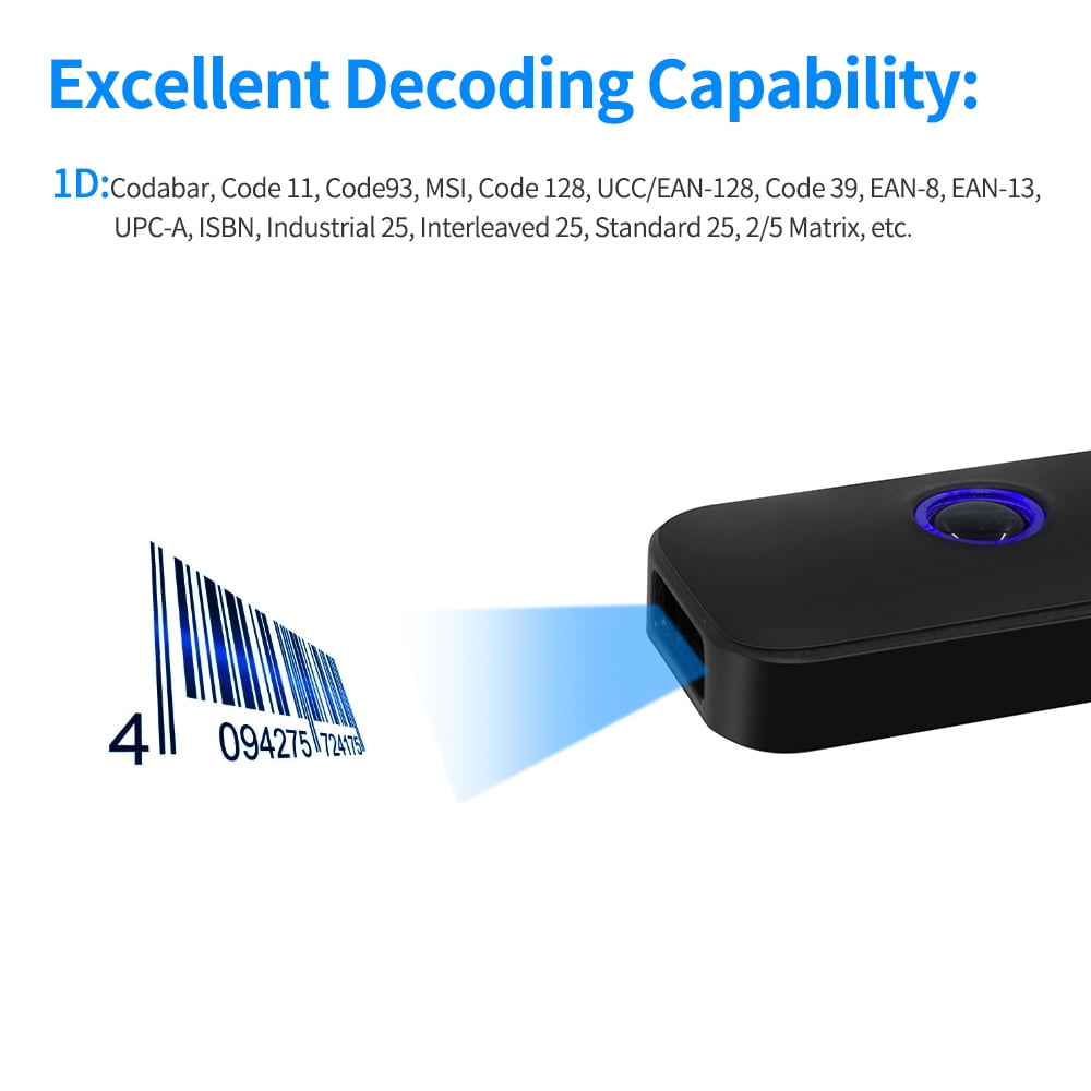 Aibecy Handheld 3-in-1 Barcode Scanner 1D Bar Code Reader Support BT & 2.4G Wireless & USB Wired Connection Compatible with Windows Android iOS for Supermarket Retail Logistics Warehouse