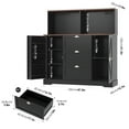 thumbnail image 2 of Homfa Coffee Bar Cabinet with Hutch, 47.2" W Kitchen Buffet Sideboard Cabinet with 3 Drawers & USB Power Station, Black, 2 of 7