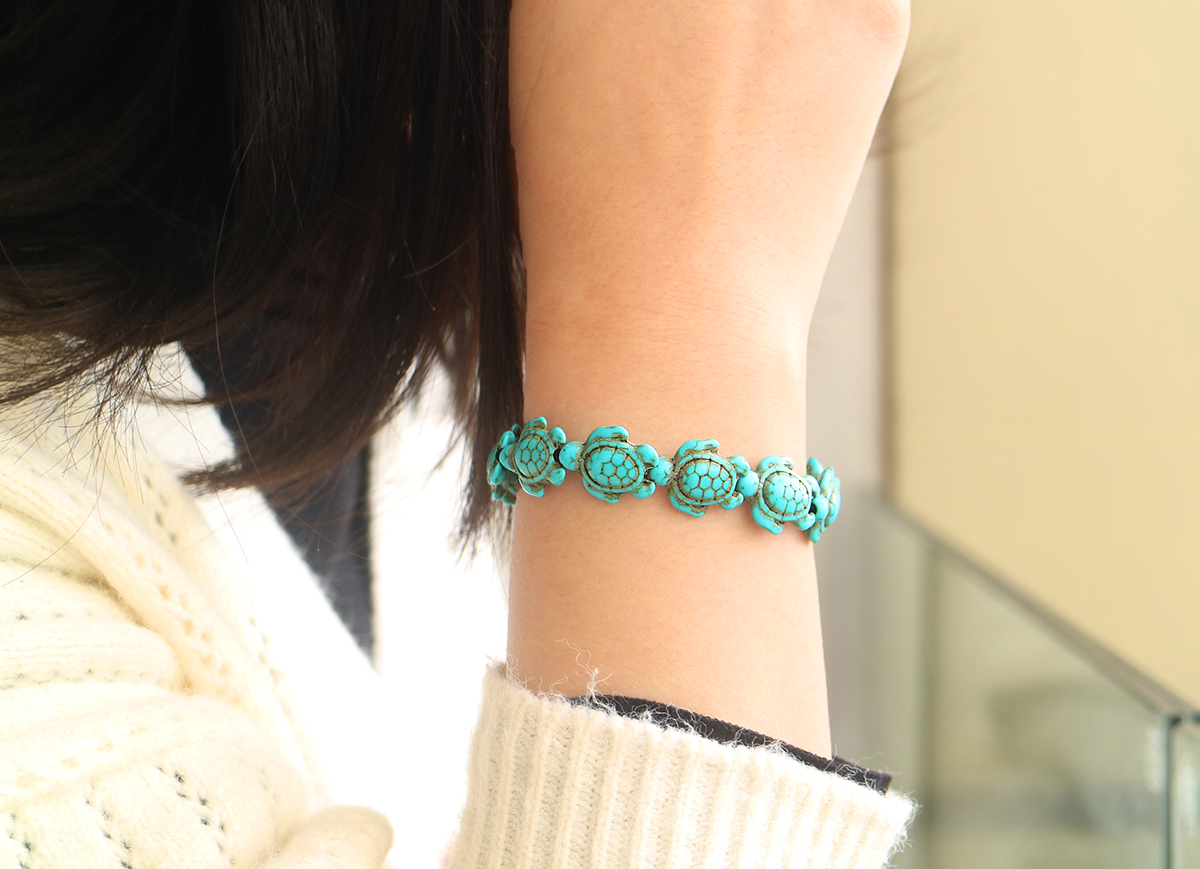 Amy & Annette Genuine Turquoise Sea Turtle Bracelet photo 4