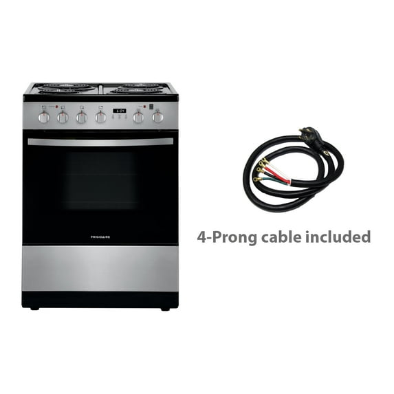 Frigidaire FFEH2422US 24" Electric Range with 4 Coil Element 1.9 cu. ft. Oven Capacity Storage Drawer ADA Compliant in Stainless Steel with 4 Prong Electrical Cable included