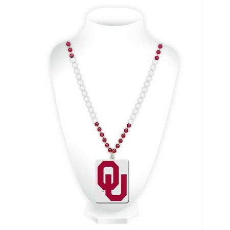 Oklahoma Sooners Mardi Gras Beads with Medallion