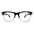 thumbnail image 6 of SA106 Mens Hipster Half Horn Rim Clear Lens Geek Fashion Eyeglasses Black Gunmetal - Clear, 6 of 8