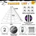 thumbnail image 3 of Spider Web Halloween Decoration Outdoor Lights, 250 Purple LED Light Up 23Ft Giant Spiderweb & 40 Small Fake Spiders, 8 Modes Remote Control Lighted Decor for Yard Outside, 3 of 7