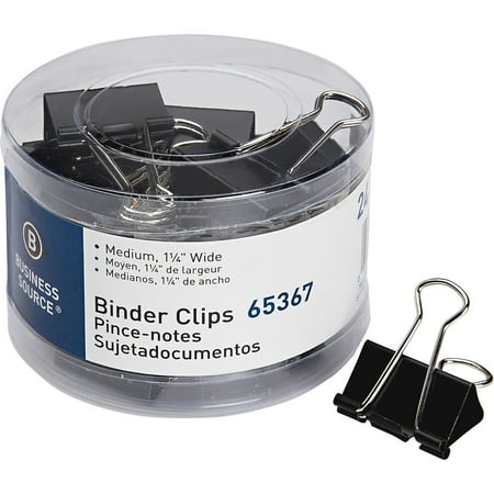 Business Source Binder Clips Med 6/PK Black 65367