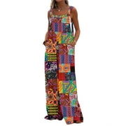 Lamuusaa Women Summer Long Jumpsuit Sleeveless Spaghetti Strap Jumpsuit Casual Suspender Pants