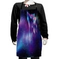 thumbnail image 1 of Fantasy Kids Apron, Psychedelic Northern Starry Sky Spirit of a Wolf Aurora Borealis Display, Boys Girls Apron Bib with Adjustable Ties for Cooking Baking Painting, Blue Purple, by Ambesonne, 1 of 2