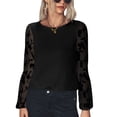 thumbnail image 3 of Fall Casual Loose Blouses, Plain Color Comfortable Lightweight Waffle Knit Mesh Sleeve Tops For Women ANGGREK No, 3 of 7
