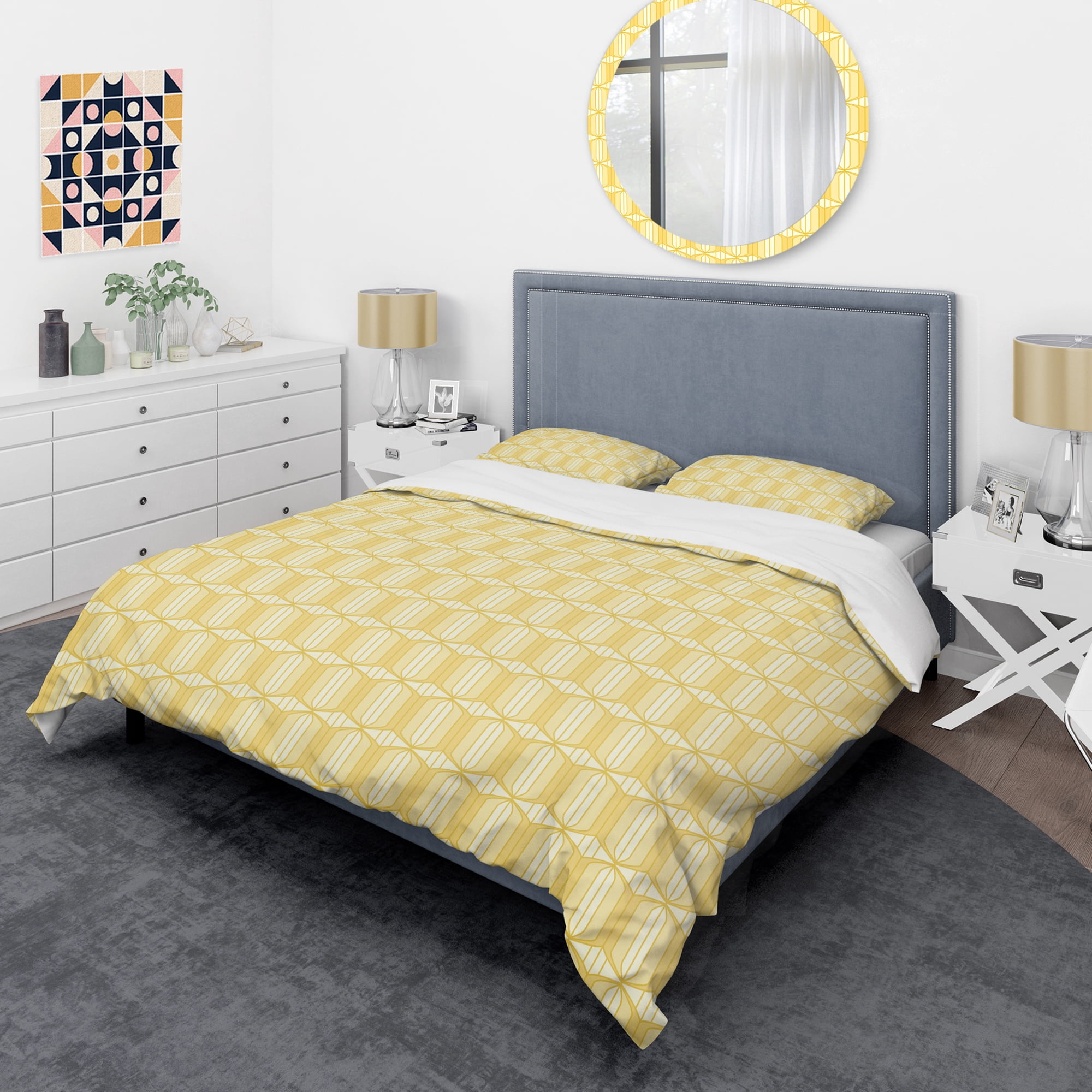 Designart 'Retro Ornamental Design III' Mid-Century Modern Duvet Cover Set