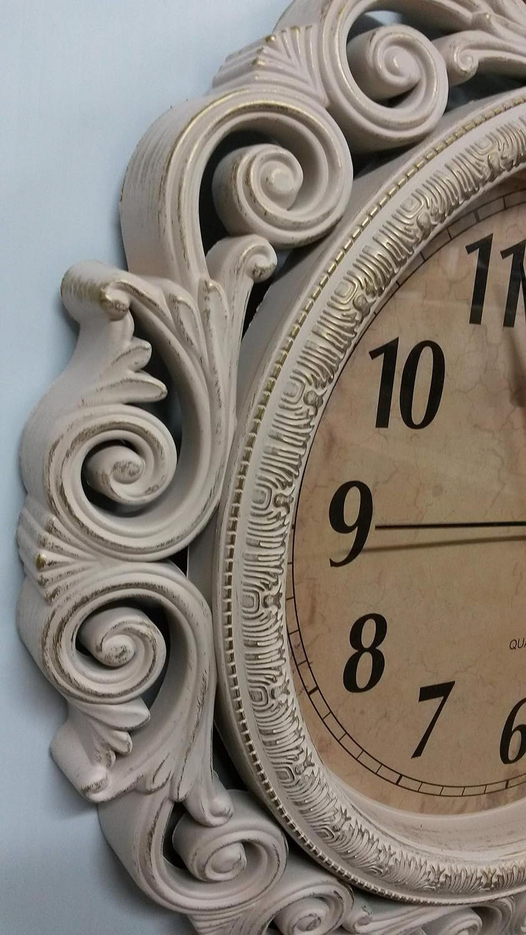Home Essentials -16-Inch Plastic Decorative Wall Clock, Antique Wood Looking - Fashion - Quality Clock Pink