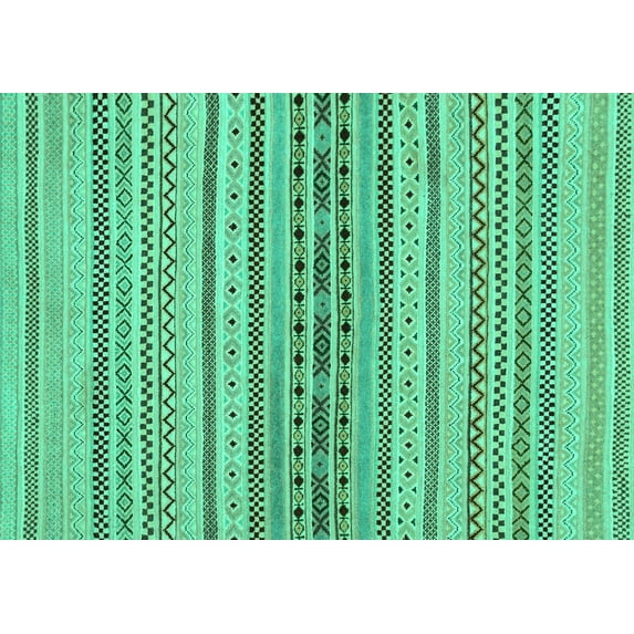 Ahgly Company Machine Washable Indoor Rectangle Abstract Turquoise Blue Modern Area Rugs, 3' x 5'