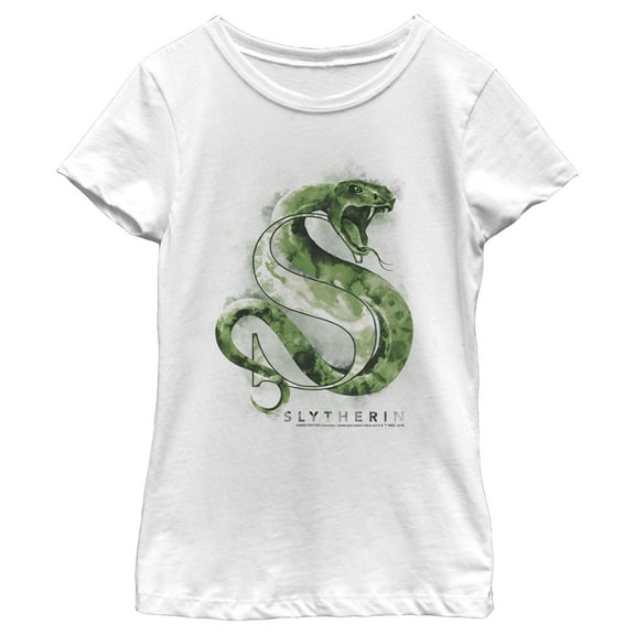 Girl's Harry Potter Slytherin Snake Watercolor Graphic Tee White Small