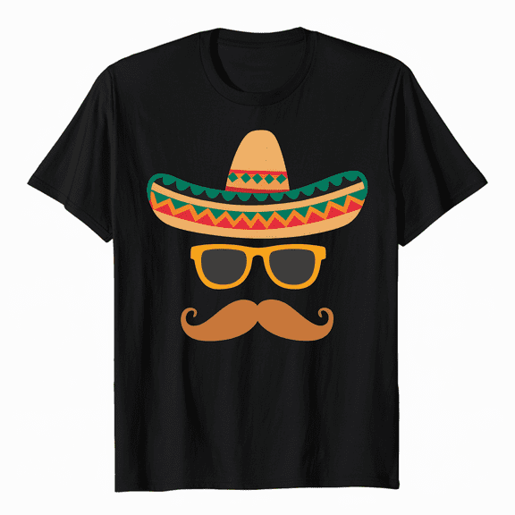Sombrero Face Cinco De Mayo Mexican Fiesta Party Kids Boys T-Shirt