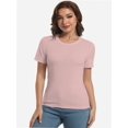 thumbnail image 6 of Womens Scoop Neck T Shirts Basic Ribbed Tees Fitted Tshirt Plain Short Sleeve Tops Casual, 6 of 6