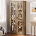 thumbnail image 2 of Finmind 71 Inch Tall Storage Cabinet with Adjustable Shelves, Modern 8 Tier Kitchen Pantry Cabinet with Doors for Living Room, Bathroom, Bedroom, Kitchen, Brown, 2 of 10