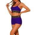 thumbnail image 4 of NOMADIC NOOK Women's Mother's Day Contrast Color Bikini Sets 2 Pieces High Waisted Scoop Neck Swimsuit Bathing Suit Combination Set X-Small Black, Dark Blue Purple, 4 of 5