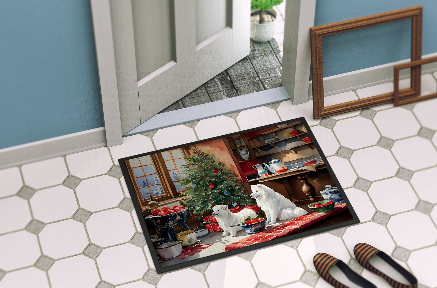 Carolines Treasures DAC3877MAT 18 x 27 in.  Samoyed Christmas Cookies Doormat