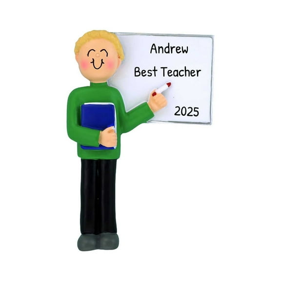 Personalized Male Blonde Teacher Ornament 2024 Appreciation Gifts 1 Count - Ornaments by Elves