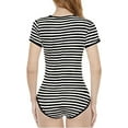 thumbnail image 3 of CutiePlusU Cotton Button Crotch Romper Onesie Pajamas Bodysuit Classics Stripe Black XXXXL, 3 of 5