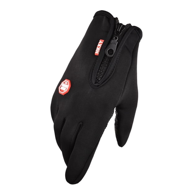 Guantes de ciclismo para hombre y mujer, para deportes al aire libre, antideslizantes, con pantalla táctil, cálidos, con cremallera