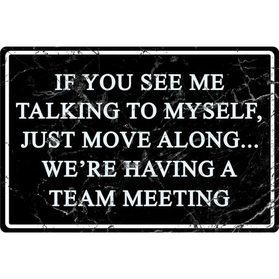 Funny Office Metal Tin Signs Humor Wall Art Decor,If You See Me Talking To Myself We're Having A Team Meeting, Cubicle Accessories12 X 8 In
