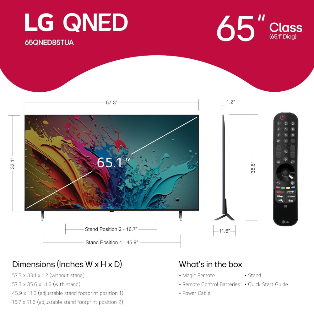 LG 65" Class QNED 4K LED QNED85T series TV with webOS 24 - 65QNED85TUA