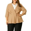 MODA NOVA Juniors Plus Size Curve 3/4 Sleeve Peplum Bomber Work Blazer