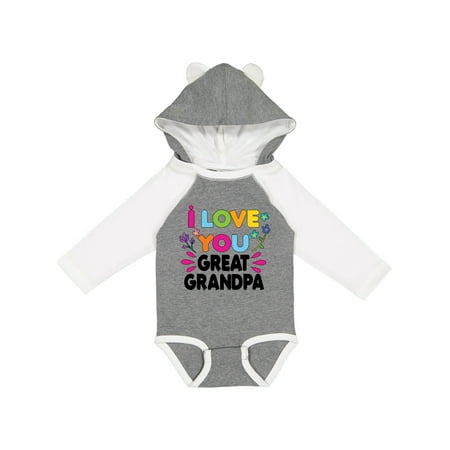 

Inktastic I Love You Great Grandpa with Flowers Gift Baby Girl Long Sleeve Bodysuit