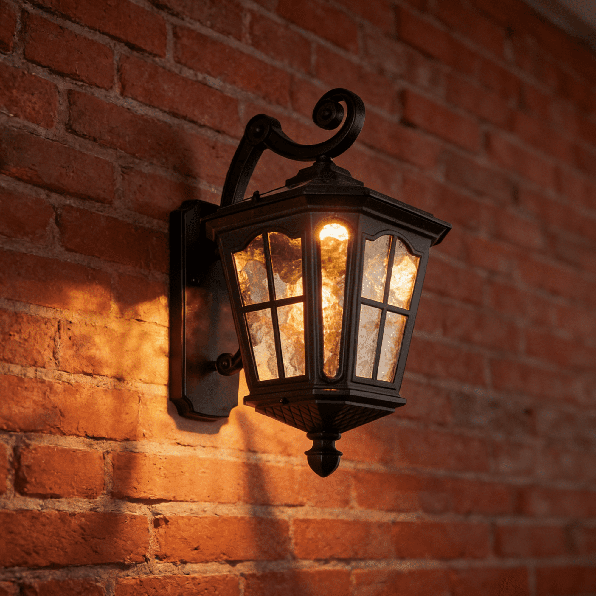 Exterior Wall Lamp, Solar Powered Waterproof Wall Sconce IP65 for Villa Garden Patio Gate Post, Matte Black