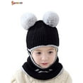thumbnail image 4 of Spencer Toddler Kids Baby Winter Beanie Warm Hat Thick Scarf Earflap Hood Scarves Skull Knitted Caps for Boys Girls Age for 2+ "Black", 4 of 8