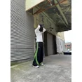 thumbnail image 1 of Pantalones de chándal de pierna recta con estampado de letras a rayas estilo retro hip-hop de Harajuku, pantalones de chándal deportivos informales con personalidad urbana americana para correr, 1 of 4