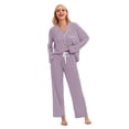 thumbnail image 2 of GEX Cotton Women's Pajamas Set Button-Down Long Short Sleeve Shirt PJ Pants Two-piece Night Suit Sleepwear Loungewear, 2 of 7