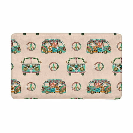 Mkhert Colorful Hippy Ornamental Camper Bus With Peace Sign