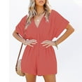 thumbnail image 4 of jsaierl Womens Rompers and Jumpers, Women's Loose Casual V-neck Elastic Waist Short Sleeve Jumpsuit Shorts, 4 of 9
