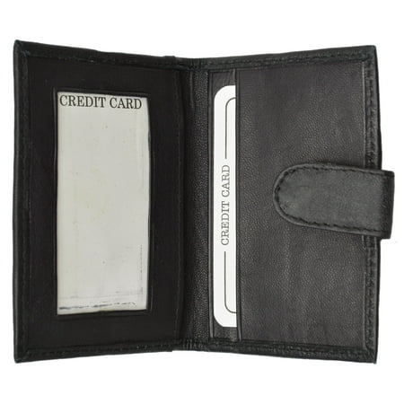 Card Mini Snap Pro Mold - Slim Lamb Leather Credit Card ID Mini Snap Bifold Wallet Drivers License Safe 145C (C) Black