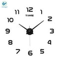 thumbnail image 2 of Deago DIY Wall Clock Modern 3D Wall Clock Stickers wth Mirror Numbers For Home Office Living Room Decorations (Black), 2 of 9