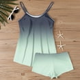 thumbnail image 6 of Women's Tankini Swimsuits Tummy Control Two Piece Bathing Suit Gradient Crew Neck Tie Front Flowy Swim Top with Bottom, XL, 6 of 6
