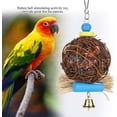 thumbnail image 4 of JM Juguete para loros para pájaros, juguete para masticar pájaros, bola de ratán natural con tiras de papel y campana de metal, columpio para pájaros, pJMiquitos, loros posados JM, 4 of 5