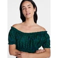 thumbnail image 5 of Time and Tru Women's and Women's Plus Cotton Peasant Mini Dress With Puff Sleeves, Sizes XS-4X, 5 of 6