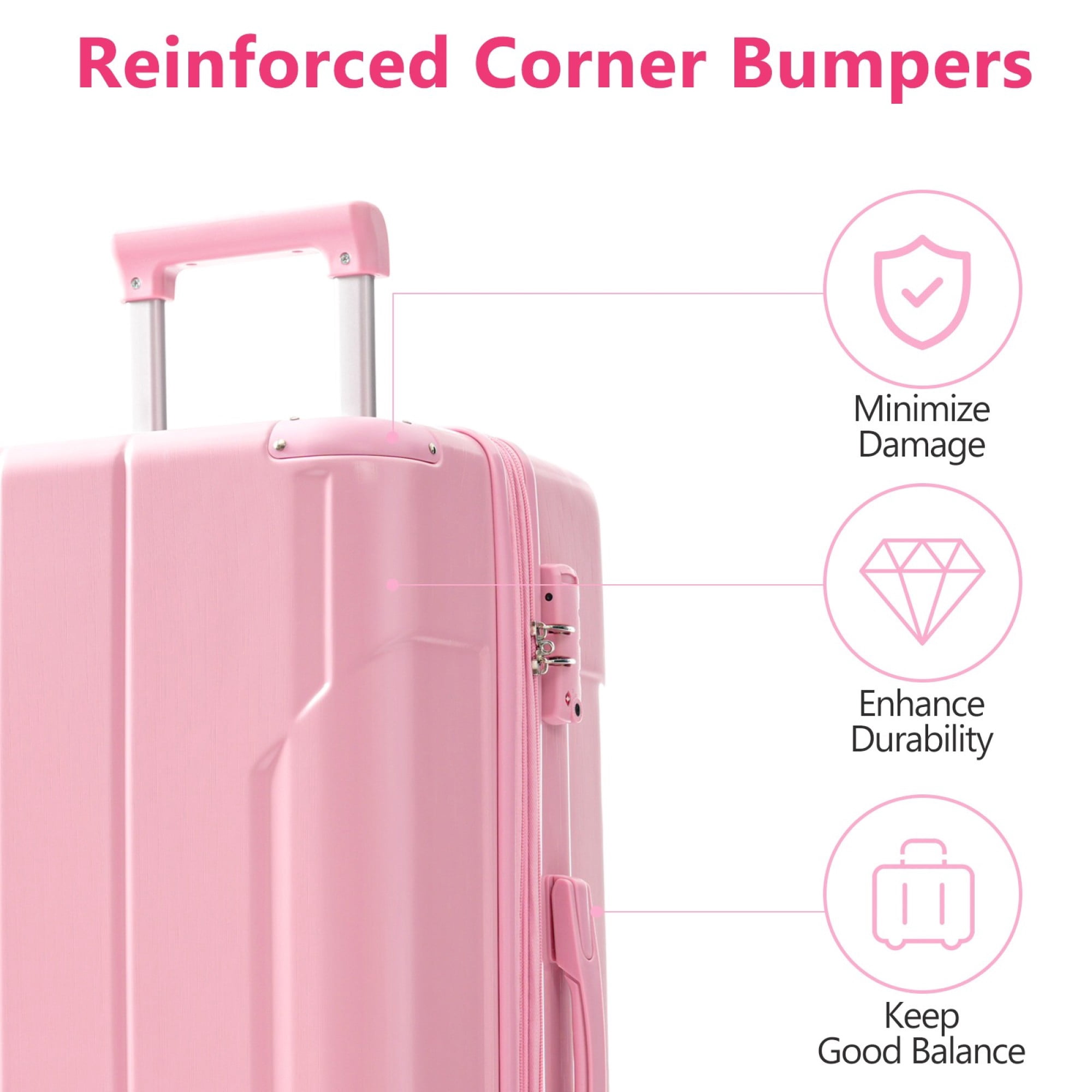 24 Inch Checked Luggage, ABS+PC Lightweight&nbsp;Hardshell Suitcase with TSA Lock & Spinner Silent Wheels, Medium Size with 65L Capacity, Convenient for Trips, White