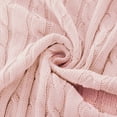thumbnail image 4 of Cotton Blanket Soft Warm Cable Knit Throw Home Bedding Blanket Pale Pink 50"x60", 4 of 8