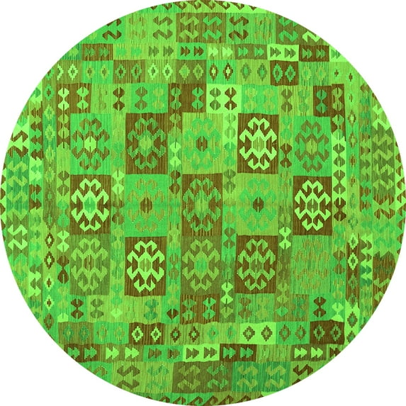 Ahgly Company Indoor Round Southwestern Green Country Area Rugs, 7' Round